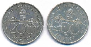 1994. 200Ft Ag "Deák" (2x) T:AU,XF patina
Adamo F13.1