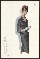 1965 3 db vintage női divatkép, ofszet nyomat, papír, 34x24 cm