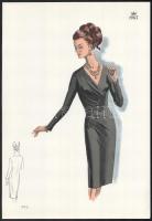 1965 3 db vintage női divatkép, ofszet nyomat, papír, 34x24 cm