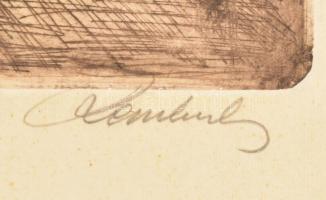 Paulovits Pál (1892-1975): Az ablaknál, színezett rézkarc, papír, jelzett, kissé foltos, paszpartuba...