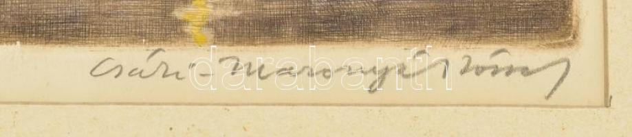 Csáki-Maronyák József (1910-2002): Vízparton. Színezett rézkarc, papír, jelzett, apró felületi sérül...