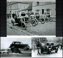cca 1930 előtt készült felvételek automobilokról, 3 db modern nagyítás, 18x24 cm és 10x15 cm