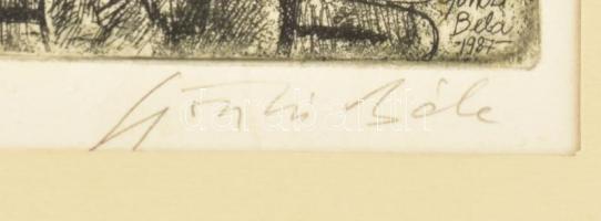 Gönczi Béla (1934-): Simonyi József, "a legvitézebb huszár". Rézkarc, papír, jelzett. Pasz...