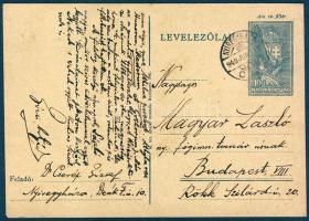 Dr. Cserép József író autográf levelezőlapja