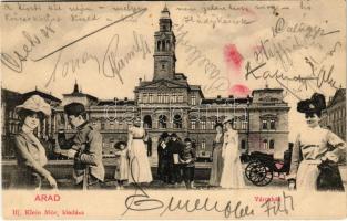 1905 Arad, Városháza. Ifj. Klein Mór kiadása. Montázs hölgyekkel / town hall. Montage with ladies (Rb)