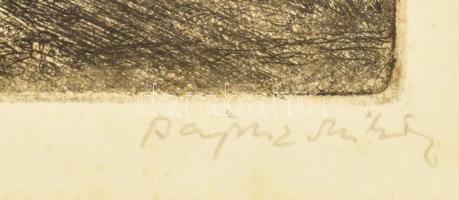 Bajusz Mihály (?-?): Téli fahordás. Rézkarc, papír, jelzett, paszpartuban, 20x29 cm