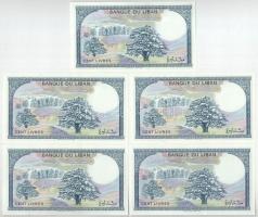 Libanon 1988. 100L (5db, ebből 3db sorszámkövető) T:UNC Lebanon 1988. 100 Livres (5pcs, within 3pcs ...