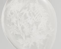 1878 Monogramos, erdei mintás antik italos flaska. Szakított, csiszolt üveg, m: 21 cm