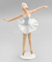 Wallendorf balerina, mázas és biszkvit porcelán, kézzel festett, jelzett, kis kopással, m: 21 cm