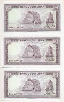 Libanon 1986. 10L (3db) T:UNC Lebanon 1986. 10 Livres (3pcs) C:UNC Krause P#63