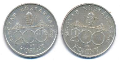 1993. 200Ft Ag "MNB" + 1994. 200Ft Ag "Deák" T:XF patina Adamo F13, F13.1