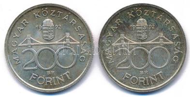1992. 200Ft Ag "MNB" (2x) T:AU patina 
Adamo F13