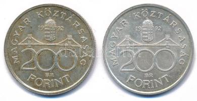 1992. 200Ft Ag "MNB" (2x) T:AU patina 
Adamo F13