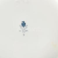 Hollóházi rózsás bonbonier, matricás, jelzett, kopott, rózsa sérült m: 14 cm d: 17 cm