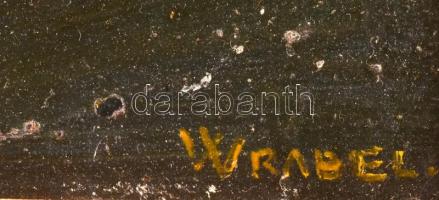 Wrabel (Vrábel) Sándor (1926-1992): Faluvége. Olaj, farost jelzett, hátoldalán Képcsarnok Vállalat c...