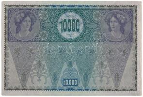 Ausztria 1919. 10.000K hátlap rajzos, piros "Deutschösterreich" felülbélyegzéssel, II. kia...