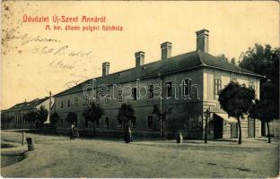 1911 Újszentanna, Új-Szt.-Anna, Szentanna, Santana; M. kir. állami polgári fiúiskola, Frank üzlete. W.L. Bp. 2996. / boys' school, shop (ragasztónyom / glue marks)