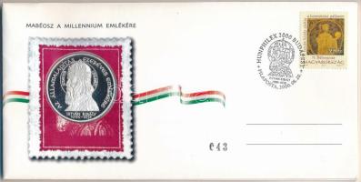 Magyarország 2000. MABÉOSZ sorszámozott érmés boríték "Az Államalapítás ezeréves emlékére - Szent István" ezüstözött bronz éremmel, sorszámozott borítékon, "043" sorszámmal T:PP