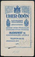 1918 Hölgy portré, keményhátú fotó Uher Ödön /Bp. műterméből, kissé kopott, karton alsó sarkában apr...