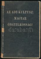 Dr. Bartha József - Kuszkó István - Kovách Géza - Kőszegi László: Az Ady-kultusz: magyar öngyilkosság! Bp., 1941, szerzői kiadás (Stephaneum-ny.), 118 p. Első kiadás. Kiadói papírkötés, kissé foltos, kopott borítóval, sérült, ragasztott gerinccel. A könyv Ady Endre személyét és költészetét bírálta, szélsőjobboldali, antiszemita nézőpontból, amellyel már megjelenéskor vihart kavart. A témával kapcsolatban éles vita folyt az időszakban, a különböző jobb- és baloldali orgánumok ideológiai állásfoglalásuknak megfelelően támogatták, vagy elítélték a művet. A háború után a kötet felkerült az Ideiglenes Nemzeti Kormány által 1945/46-ban betiltott, fasiszta és szovjetellenes könyvek listájára.