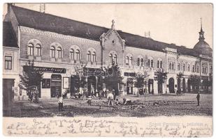 1905 Dés, Dej; Szent Ferenc-rendiek palotája, Gálócsi Samu üzlete és saját kiadása / Franciscan palace, publisher's shop (EK)