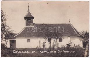 Barcaújfalu, Satu Nou (Holtövény, Halchiu); Biserica ort. rom. / Román ortodox templom / Romanian Orthodox church. Keresztes (Brassó, Brasov) photo (lyuk / pinhole)