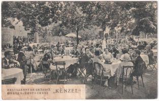 1929 Nagyszeben, Hermannstadt, Sibiu; Restaurant de Gradina Kenzel / Garten Restaurant Kenzel / Kenzel étterem, vendégek és pincérek a kertben / garden restaurant, guests and waiters (r)