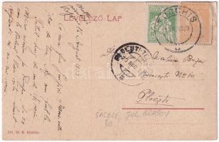 1923 Hosszúfalu, Satulung (Négyfalu, Sacele); Fő utca, templom. W.L. (?) 247. St. K. kiadása / main ...