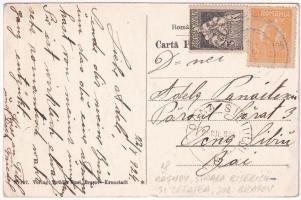 1924 Barcarozsnyó, Rozsnyó, Rosenau, Rasnov; Templom utca és vár / Kirchengasse und Burg / church, s...