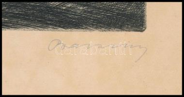 Barcsay Jenő (1900-1988): Út (Makó), 1923. Rézkarc, papír, jelzett, kissé foltos, kartonra kasírozva...