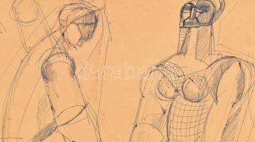 Angyalföldi Szabó Zoltán (1929-2014): Halászat, 1972. Golyóstoll, papír, jelezve jobbra lent, kissé ...