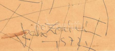 Angyalföldi Szabó Zoltán (1929-2014): Halászat, 1972. Golyóstoll, papír, jelezve jobbra lent, kissé ...