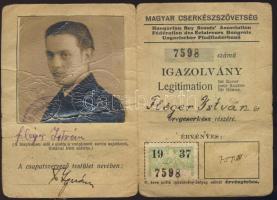 1937 Fényképes cserkész-igazolvány / Scout id.