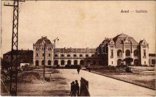 1918 Arad, Indóház, építkezés, vasútállomás. Vasúti levelezőlapárusítás 4805. / railway station, construction (EK)