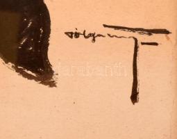 Pólya Tibor (1886-1937): Karikaturisztikus portré. Akvarell, papír, jelzett, üvegezett fakeretben. 2...