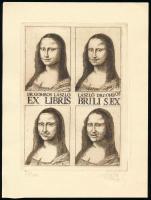 Vén Zoltán (1941- ): Ex libris, brili sex Dr. Gombos László (Mona Lisa). Rézkarc, papír, jelzett, 58...