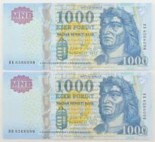 2012. 1000Ft (2x) sorszámkövetők "DB" T:UNC