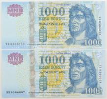 2012. 1000Ft (2x) sorszámkövetők "DB" T:UNC