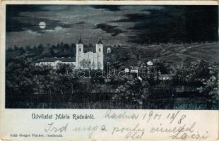 1901 Máriaradna, Radna (Lippa, Lipova); Kegytemplom este. Gregor Fischer / pilgrimage church at night (EK)