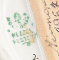 Hollóházi porcelán trombitás fiú, kézzel festett, hibátlan, jelzett, m: 14 cm