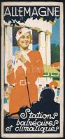 cca 1936 Allemagne, Stations balnéaires et climatiques / Németország üdülőhelyei, francia nyelvű idegenforgalmi ismertető prospektus, fekete-fehér fotókkal illusztrált, (benne az 1936-s berlini olimpia hirdetése), 52 p.
