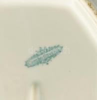 Régi cseh porcelán leveses tál. Kézzel festett, jelzett, kopásokkal. 32x22 cm