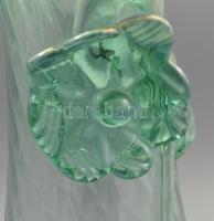 Nagy üveg váza. Szakított, szál rátétes. hibátlan 35 cm