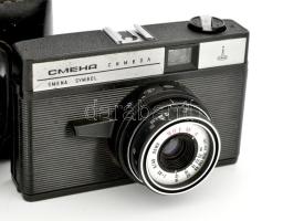 cca 1970-1980 Lomo Smena Symbol szovjet fényképezőgép, T-43 4/40 objektívvel, eredeti tokjában, tokj...
