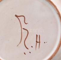 Gosztonyi Mária: kerámia szamármintás készlet, jelzett, közte kínálók, hamutál, csésze, alátét, közt...