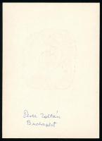 Perei Zoltán (1913-1992): Ex libris Dr. Gombos László, 1976. Fametszet, papír. Jelzés nélkül (hátold...