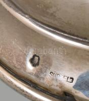 Ezüst (Ag) talpas Zsolnay sütemény kínáló. Jelzett, hibátlan. Nettó 350 g. Tálak kézzel festettek, h...