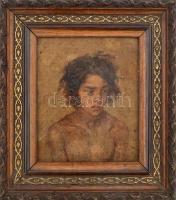 Jelzés nélkül, XIX. sz vége: Fiú portré. Olaj, karton. Dekoratív fakeretben. 17,5x14,5 cm