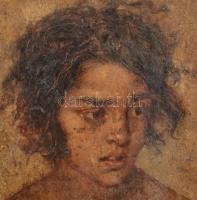 Jelzés nélkül, XIX. sz vége: Fiú portré. Olaj, karton. Dekoratív fakeretben. 17,5x14,5 cm