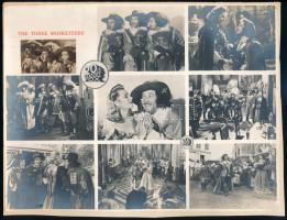cca 1936 ,,A három muskétás című amerikai film nyolc jelenete közös fotópapíron, 1 db vintage produkciós filmfotó ezüst zselatinos fotópapíron, rajzlapra felragasztva, Pánczél György (1920-?) filmtörténész hagyatékából (film- és színházifotó gyűjteményéből), 18,5x25 cm